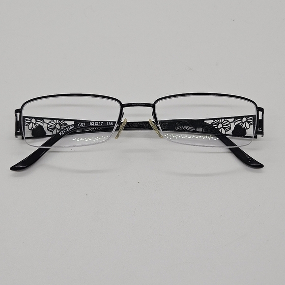 Kenzo black rectangular floral half-rim eyeglasses FOR FRAMES ONLY 52 17 135 - Picture 1 of 7